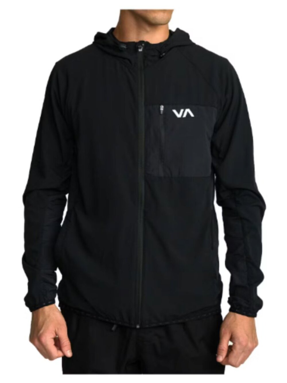 RVCA Yogger Zip-Up Hooded Jacket Black Gray Large
